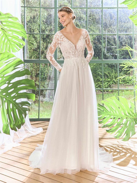 simpele trouwjurk met mouwen